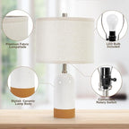 GyroVu 3 Color Temperature Small Table Lamp for Bedroom, Bedside Desk Reading Lamps, 21.5" Nightstand Ceramic Lamp for Kids Room, Living Room, Dorm, Home Office, Bulbs Included
