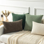 Kevin Textile 2 Packs Decorative Throw Pillow Covers 16x16 Inch for Living Room Couch Bed Sofa Spring Soft Striped Corduroy Square Cushion Case 40x40 cm Farmhouse Boho Home Decor Sage Green