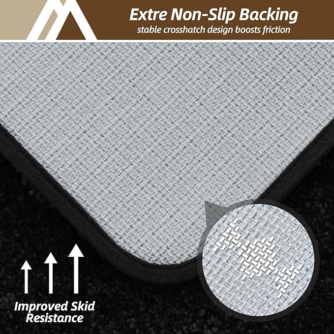 COSY HOMEER Bathroom Rugs Mat 16”x24” Absorbent Non-Slip Bath Mat Plush Shaggy Machine Washable Bath Rugs Soft Polyester Bath Mats for Bathroom Floor,Tub and Shower,Black
