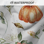 MEHOFOND 4pcs Hello Pumpkin Floral Shower Curtain Set,Fall Eucalyptus Leaves Pink Flower Shower Curtain Sets,Autumn Thanksgiving Festival Holiday Bathroom Bath Decor Curtains with Hooks 72 x72Inch