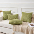 Kevin Textile Decorative Pillow Covers Set of 2 Striped Plush Corduroy Pillows Pillowcases Boho Home Decor Cushion Covers for Couch Sofa Bed Living Room 16x16 Inch, Grass Green