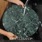 Koville Indian Marble Cutting Board for Kitchen, 16" Round Hand Crafted Marble Slab for Cheese, Charcuterie, Pastry Board - Wedding Gift, House Warming Gift(Indian Green)