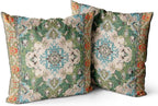 Snycler Boho Throw Pillow Covers 22x22 inch Set of 2 Boho Rug Carpet Double Sided Pattern Cotton Soft Pillow Case Cushion Cover Pillowcase for Couch Sofa Bed Decorative (Green)