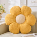 Daisy Shaped Throw Pillow - Yellow Flower Plush Cushion, 15.75" Decorative Seating