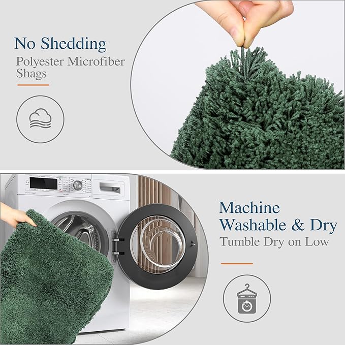 Walensee Large Bathroom Rug (24 x 40, Hunter Green) Extra Soft and Absorbent Shaggy Bath Mat Machine Washable Microfiber Non Slip Luxury Floor Mat