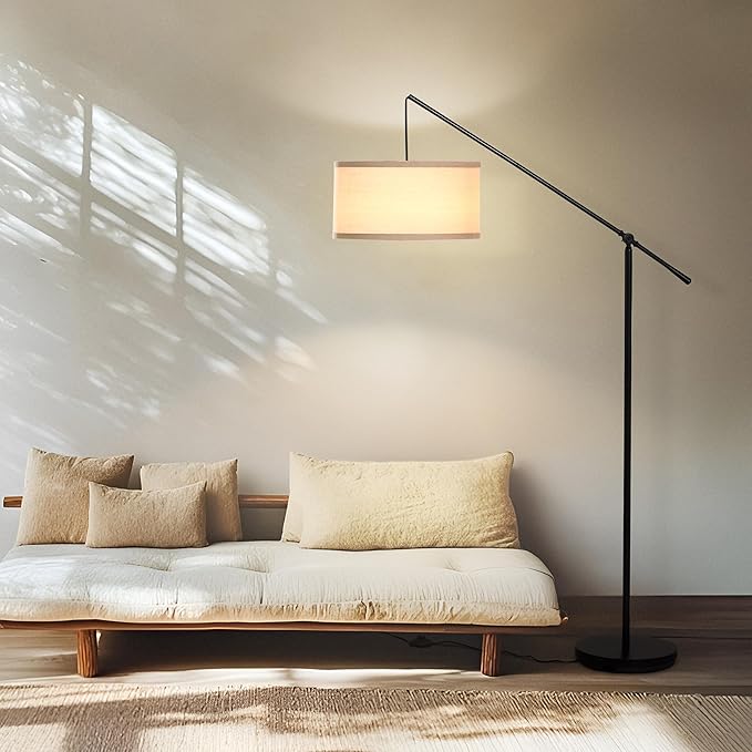 Brightech Hudson 2 - LED Floor lamp, Tall Lamp with Sturdy Base, Contemporary Arc Lamp for Living Rooms & Offices, Great Living Room Décor, Mid Century Modern for Bedroom - Jet Black