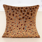 Alerfa Brown Floral Throw Pillow Cover 18 x 18 Inch Cut Velvet Sqaure Luxury Decorative Pillow Cover for Couch Living Room Bedroom