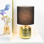 Lampwell Beno Small Table Lamp for Living Room as Bedside Table Lamp for Bedroom,Modern Ceramic Table Lamp,Kids Table Lamp,Night Table Lamp,Φ6.3×H11.81IN,Bulb Excluded,Black Gold Table Lamp