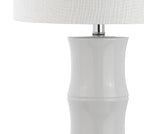 JONATHAN Y JYL3015C Tiki 26.5" Ceramic LED Table Lamp Contemporary Traditional Bedside Desk Nightstand Lamp for Bedroom Living Room Office College Bookcase LED Bulb Included, White
