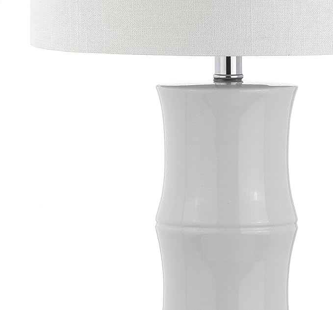 JONATHAN Y JYL3015C Tiki 26.5" Ceramic LED Table Lamp Contemporary Traditional Bedside Desk Nightstand Lamp for Bedroom Living Room Office College Bookcase LED Bulb Included, White