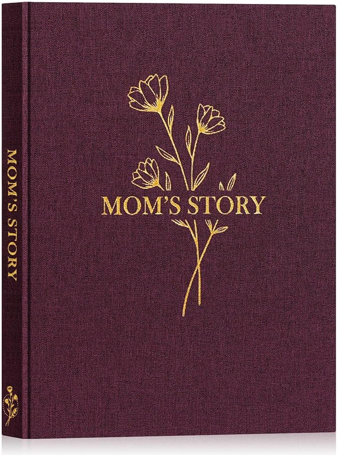 Lanpn Mom Life Story Book Journal with 270+ Prompts, Linen Hardcover Mother Story Guided Journal, Mom Memory Keepsake Book to Fill Out, Mother's Day Birthday Christmas Gift for Mom, Purple