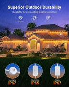 Lumary Permanent Outdoor Lights Max 158ft with 120 LED Eave Lights RGBAICW 7200lm, IP67 Waterproof, IC Control and Scene Modes for Halloween Christmas Decoration, Works with Alexa and Google Assistant