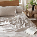 MooMee Bedding Duvet Cover Set 100% Washed Cotton Linen Like Textured Breathable Durable Soft Comfy (Solid Light Tan, Super Queen 90"x98")