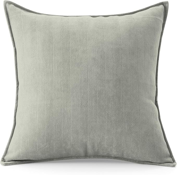 Luxury Tweed & Chenille Throw Pillow Covers – Set of 2 (18" x 18") with Soft and Luxurious Textures Decorative Throw Pillows for Couch, Bed, and Home Decor (Green)