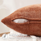 MIULEE Pack of 2 Fall Rust Decorative Pillow Covers 18x18 Inch Soft Chenille Couch Throw Pillows Farmhouse Cushion Covers for Home Decor Sofa Bedroom Living Room