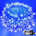 132FT 400 LED Blue String Lights Indoor, 8 Modes Clear Wire Blue Christmas Lights Outdoor Indoor, Plug in Waterproof Fairy String Lights for Christmas Bedroom Tree Decorations