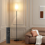 Ambimall 66'' Floor Lamps for Living Room with Remote Control and Stepless Dimmable Colors Temperature & Brightness, 9W Bulb Included(Beige Lampshade & Black Pole)