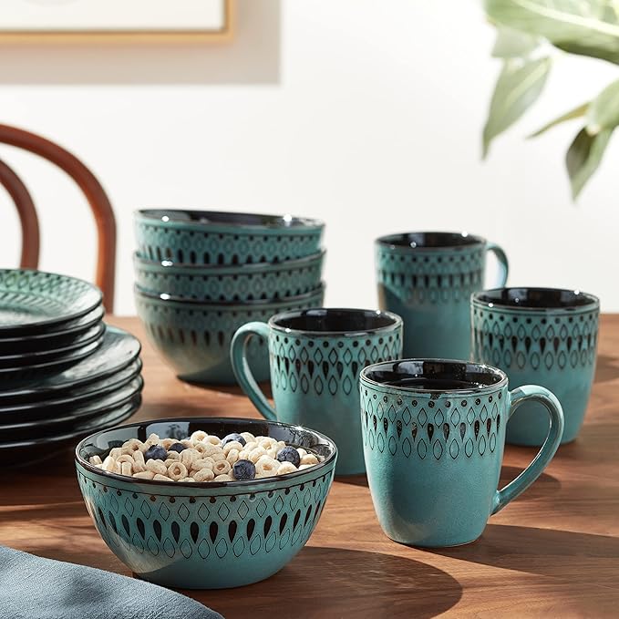 American Atelier 6588-16rb 16 Piece Delilah Round Dinnerware Set, Green