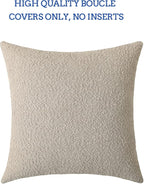 Jeneoo Light Grey Decorative Square Thick Accent Throw Pillow Covers Fine Textured Boucle Couch Cushion Case for Sofa Decor, Set of 1, 24 x 24 Inch