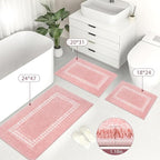 Pink Bathroom Rugs 20x31, Non Slip Washable Bath Mats,Super Soft Microfiber Bathroom Mats, Plush Fluffy Absorbent Bath Rugs for Sink Tub Basin Shower Floor
