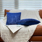 24x24 Pillow Covers, Decorative Faux Fur Throw Pillow Covers for Couch, Sofa Soft Fluffy Pillow Cover with Velvet Back for Living Room, Neutral Home Décor Accent for Bed - Blue