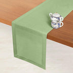 D'Moksha Homes Linen Table Runner 36 Inches - 100% Pure Linen Sage Green Small Table Runner 14 x 36 Inch for Dresser, Coffee Tables, Fall, Autumn and Halloween-Machine Washable