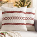 MIULEE Set of 2 Christmas Burgundy Boho Decorative Pillow Covers 20x20 Inch Farmhouse Rustic Couch Throw Pillows Modern Cotton Cushion Covers Retro Cute Macrame Woven Home Decor for Bed Sofa Chair