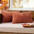MIULEE Fall Rust Corduroy Pillow Covers Pack of 2 Boho Decorative Spliced Throw Pillows Soft Cross Patchwork Textured Pillowcases Home Decor for Livingroom Couch Bed Sofa 12x20 inch