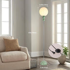 Modern Glass Floor Lamp for Bedroom, 63'' Vintage Mid-Century Floor Lamp with Milky White Frosted Glass Globe Shade for Living Room Corner, Slim Standing Reading Lamp for Office Decor (Pastel Green)