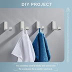 Angle Simple Bathroom Towel Hooks, SUS 304 Stainless Steel Compact Robe Coat Hooks for Wall, Brushed Nickel, 2 Pack