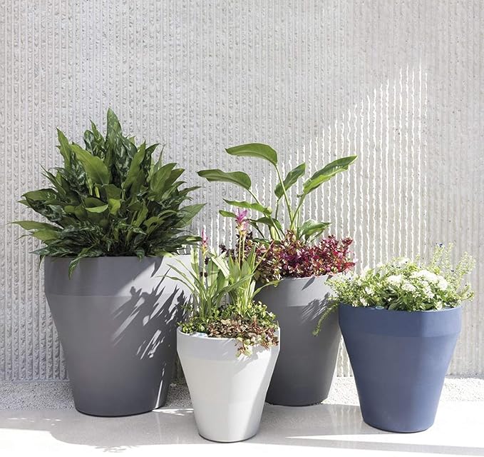 Crescent Garden Rim TruDrop Planter, Self-Watering Plant Pot (18", Slate)
