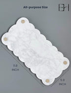 Natural Marble Tray, 12 x 6 inches Serving Board, Bathroom Organizers and Storage, Scallop Stone Present for Home Kitchen Vanity Countertop Decor (Marble, Carrara White)