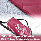 Waterproof Outdoor Blanket 82”X 55” Packable, Stadium Blankets for Camping with Sherpa Fleece Lining, Large Windproof Emergency Throw Mat for Garss Picnic Hiking Road Trip, Machine Washable, Wine