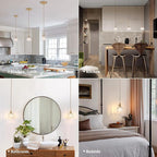 Mini Pendant Light with Clear Tulip Glass Lmapshade, Brass Vintage Pendant Light Adjustable Hanging Light for Kitchen Island Dining Room Hallway