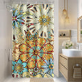 Aimego Stall Small Shower Curtain - Boho Floral Bohemian Chic Mandala Gypsy Flowers Narrow Half Fabric Cloth Shower Curtain Set for Adults Bathroom Decor Accessories Bath Curtain, 36"x72"