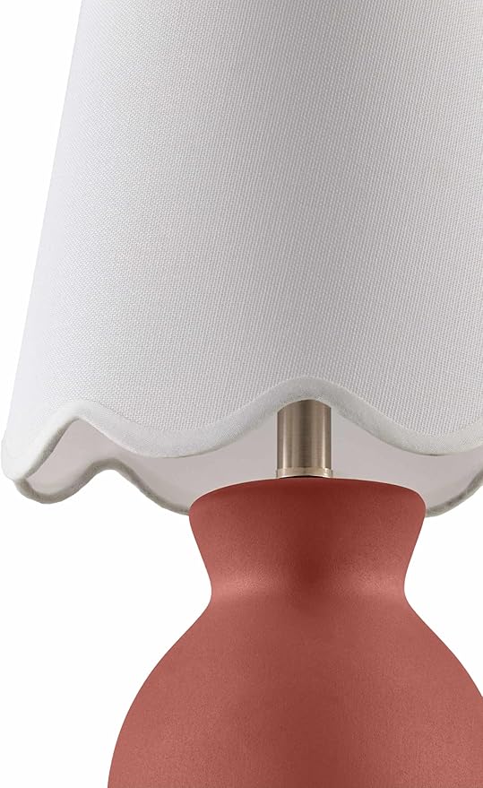 BoutiqueRugs Liliac Boho Ceramic Bedside Table Lamp for Bedroom Nightstand - End Side Lighting for Living Room - Shade Cotton - White, Brown - 15" H