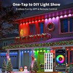 XINKAITE 50FT Permanent Outdoor Lights with 25 LEDs - Smart RGB+IC with 16 Million DIY Colors, IP67 Waterproof, App & Remote Control, Hundreds of Dynamic & Scene Modes for Holidays, Christmas & Home