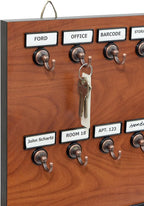 Key Hook, Key Rack #35MCN, 35 Extra Space Bolted Metal Hooks with 'Customize Name Plate', (35 Sets of Tag & Ring Included) - Made in USA (Wild Cherry)