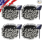 Solar String Lights Outdoor Waterproof 4PK 400LED 132FT Twinkle Lights Auto On/Off Solar Powered LED Fairy Light Green Wire with 8 Modes for Christmas Tree Party Wedding Garden Decoration (Cool White)