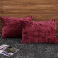 PHF Truly Velvet Pillowcases King Size, No Insert, 2 Pack Ultra Soft Breathable Pillow Shams Covers with Envelope Closure, 20" X 36" Luxury Cozy Warm Fuzzy Flannel, Wine Red