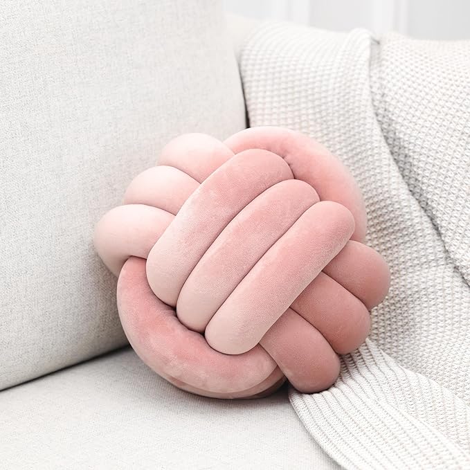 Petrella Knot Pillow Ball Round Throw Pillows Home Decor Cushion Decorative Aesthetic Throw Pillows，Pink 13inch