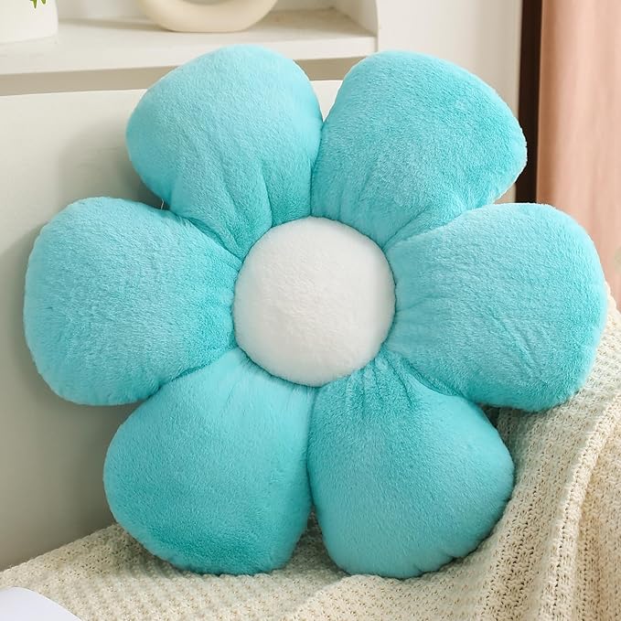Flower Pillows Flower Shaped Throw Pillow Cute Daisy Flower Pillows Flower Seating Cushions for Adults Kids Home Bedroom Sofa Chair Couch Decor (Blue, 19.68 inch)