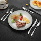Lemeya 20-Piece Hammered Silverware Set for 4 with Serrated Forging Knives,18/10 Stainless Steel Modern Flatware Set,Unique Cutlery Set Spoons and Forks Set,Mirror Polished,Dishwasher Safe