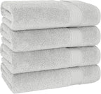 Cotton Paradise 4 Piece Turkish Bath Towels for Bathroom, 100% Cotton Extra Large Soft Plush Towels Bathroom Set, Silver Grey