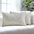 HAUSSY Grey Throw Pillow Covers 12x20 Set of 2 Chenille Tweed Textured Decorative Couch Lumbar Pillow Covers Neutral Modern Pillow Cases for Sofa Bed Living Room Decor