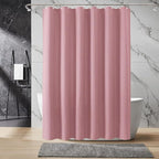 Inhousolu Fabric Shower Curtain Waffle Weave, 230 GSM Heavy Duty, Weighted Hem, 14 Metal Hooks, Water Repellent, Machine Washable, Hotel Spa Luxury Bath Curtain Set, 72 x 72 Inch, Pink