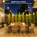 LED Outdoor String Lights 104FT with 32 Shatterproof Edison Bulbs Outside Patio, Waterproof Heavy-Duty Commercial Decorative String Light, AC to DC Plug, 3000K Warm White for Porch, Balcony, Cafe