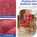 Outdoor Chair Cushions Set of 2, Patio Chair Cushions with Ties, 17x17+4” Tufted Outdoor Seat Cushions, Waterproof Patio Furniture Cushions, Outdoor Dining Chair Pads, Burgundy