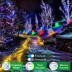 492FT Outdoor Christmas Lights, 1300 LED Super Long String Lights 8 Lighting Modes & Timer Memory, Outsite Waterproof Light Strings for Xmas Tree Garden Wedding Party Holiday Decorations Multicolor
