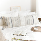 BlissBlush Large Body Pillow Cover for Bed 20x54 Gray Boho Accent Oversized Long Pillowcase for Bedroom Neutral White Decorative Cushion Farmhouse Home Décor (Cover ONLY, Pack of 1)